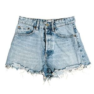 Zara Blue Jean Shorts with‎ Distressed Hem